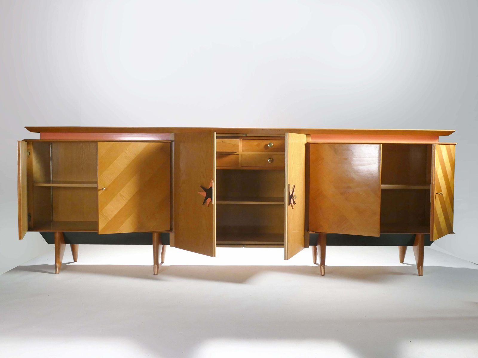 Enfilade moderniste mid-century en chêne, France, années 1950 photo Mobilier