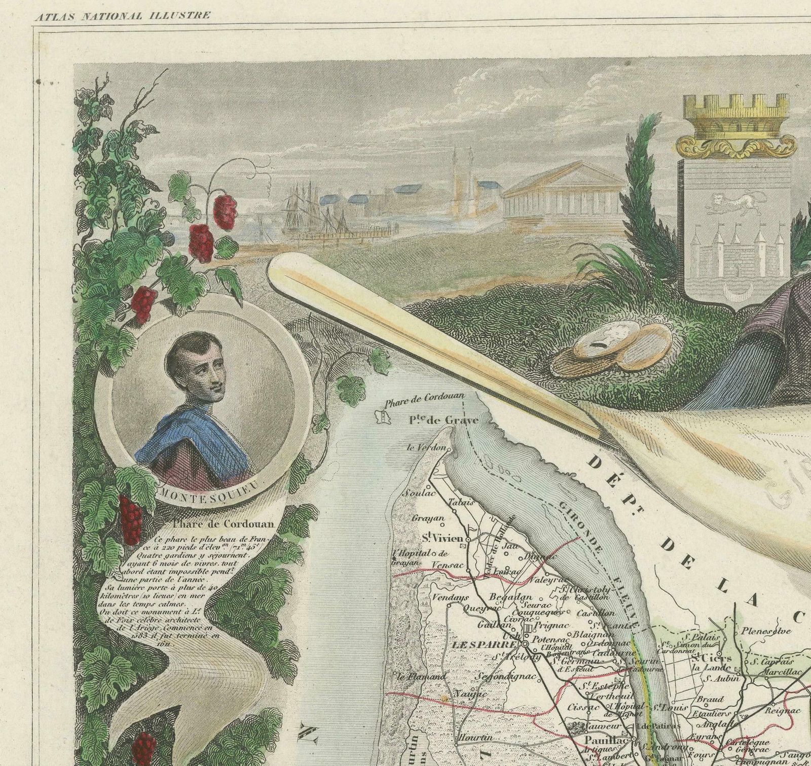 Levasseur's 1852 Cartographic Portrait Of Gironde: Celebrating The Bordeaux Wine photo vinterior