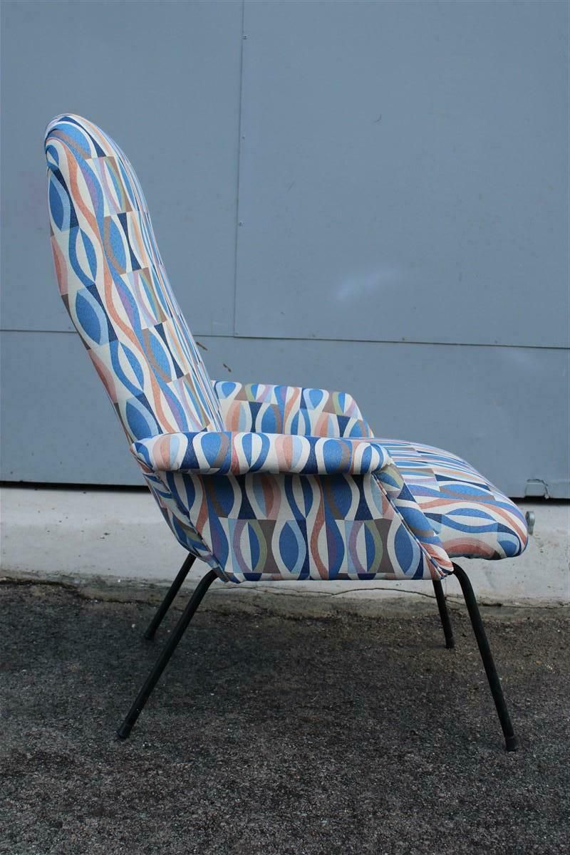 Italian Mid Century Armchair Arflex 1950s Optical Fabric Iron Feet photo vinterior