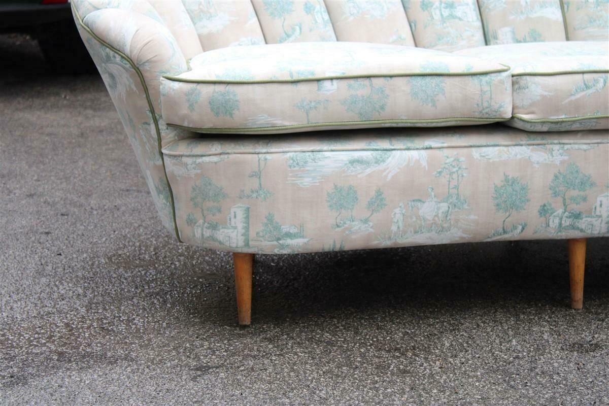 Large Shell Sofa Guglielmo Ulrich 1950s Italy Decorated Velvet Fabric Ochres photo for sale