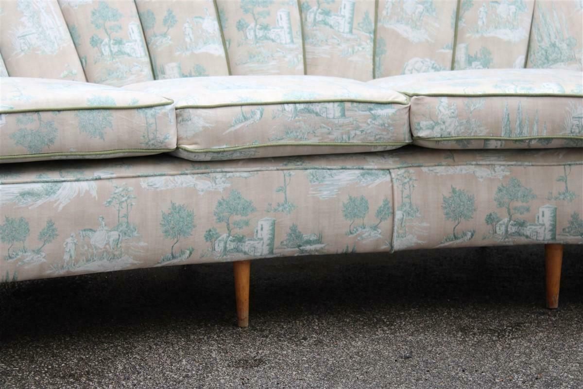 Large Shell Sofa Guglielmo Ulrich 1950s Italy Decorated Velvet Fabric Ochres photo Furniture
