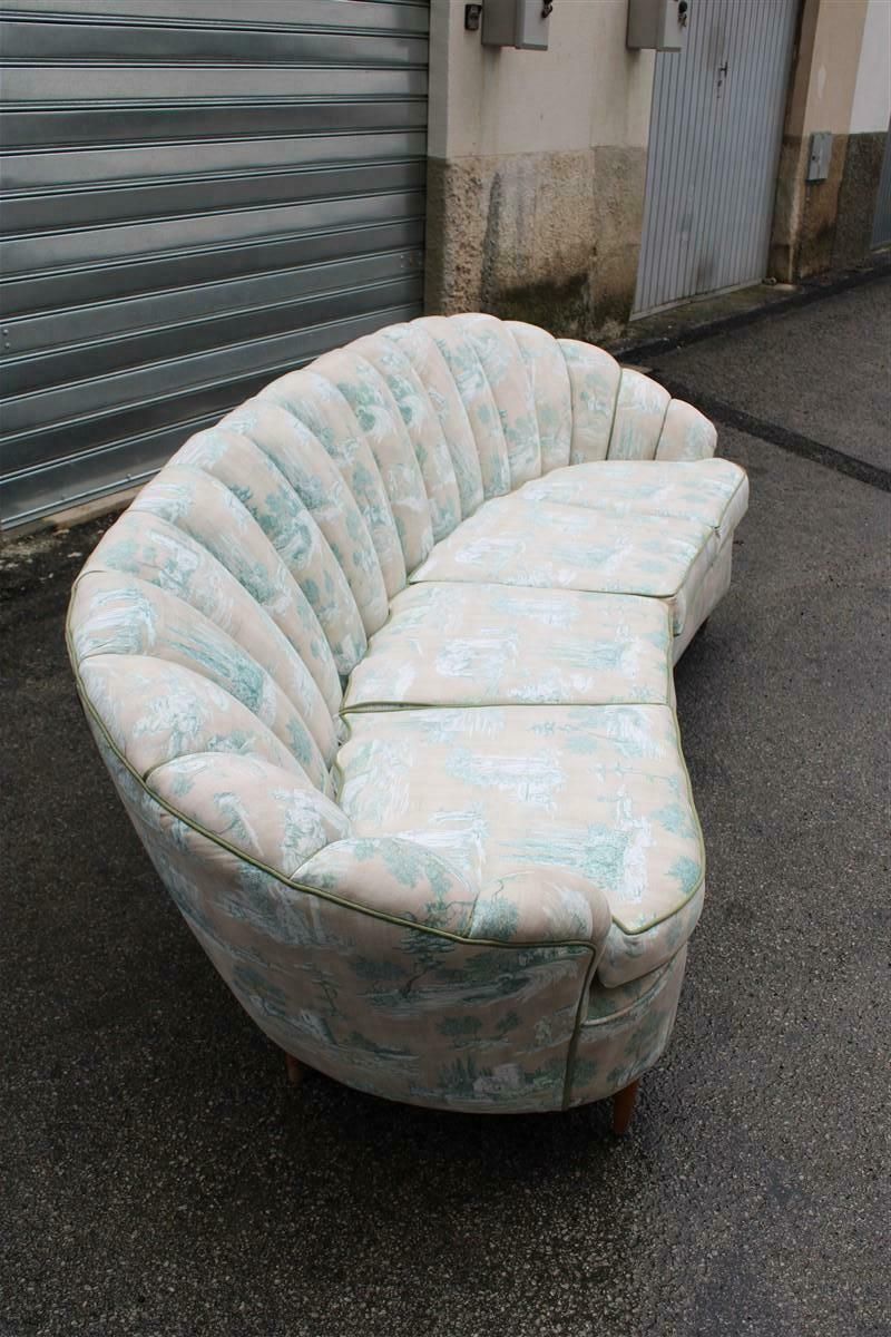 Large Shell Sofa Guglielmo Ulrich 1950s Italy Decorated Velvet Fabric Ochres photo buy