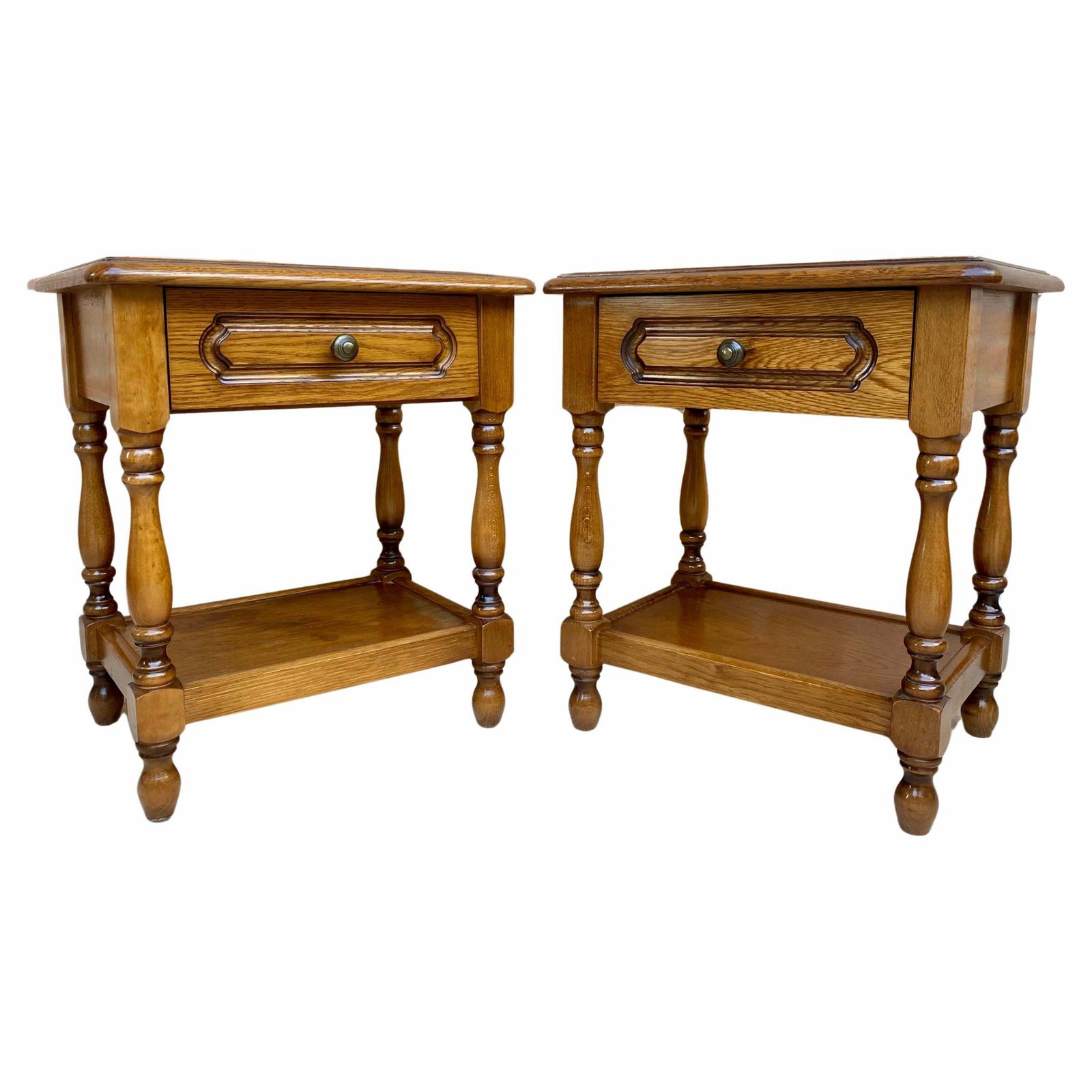 20th Century Spanish Nightstands With One Drawer And Iron Hardware And One Open
