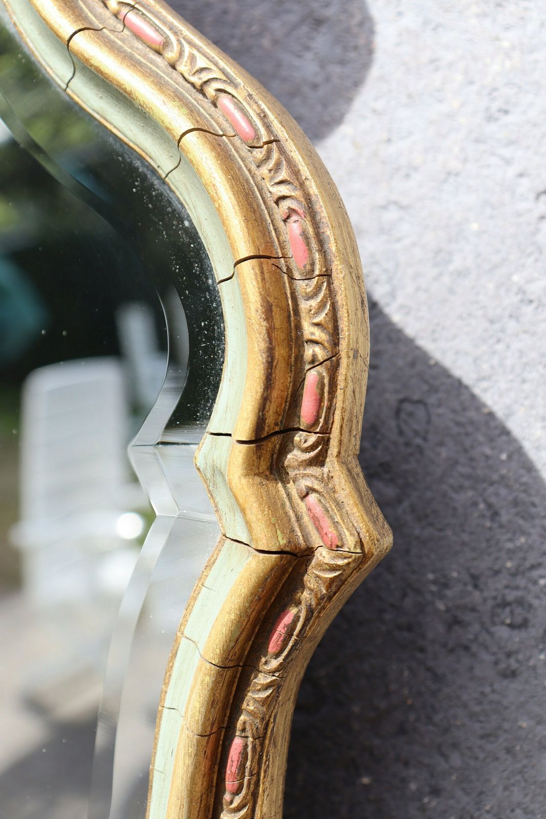 Italian Polychrome Floral Rococo Style Mirror By Knitter Duro (St.59) photo buy
