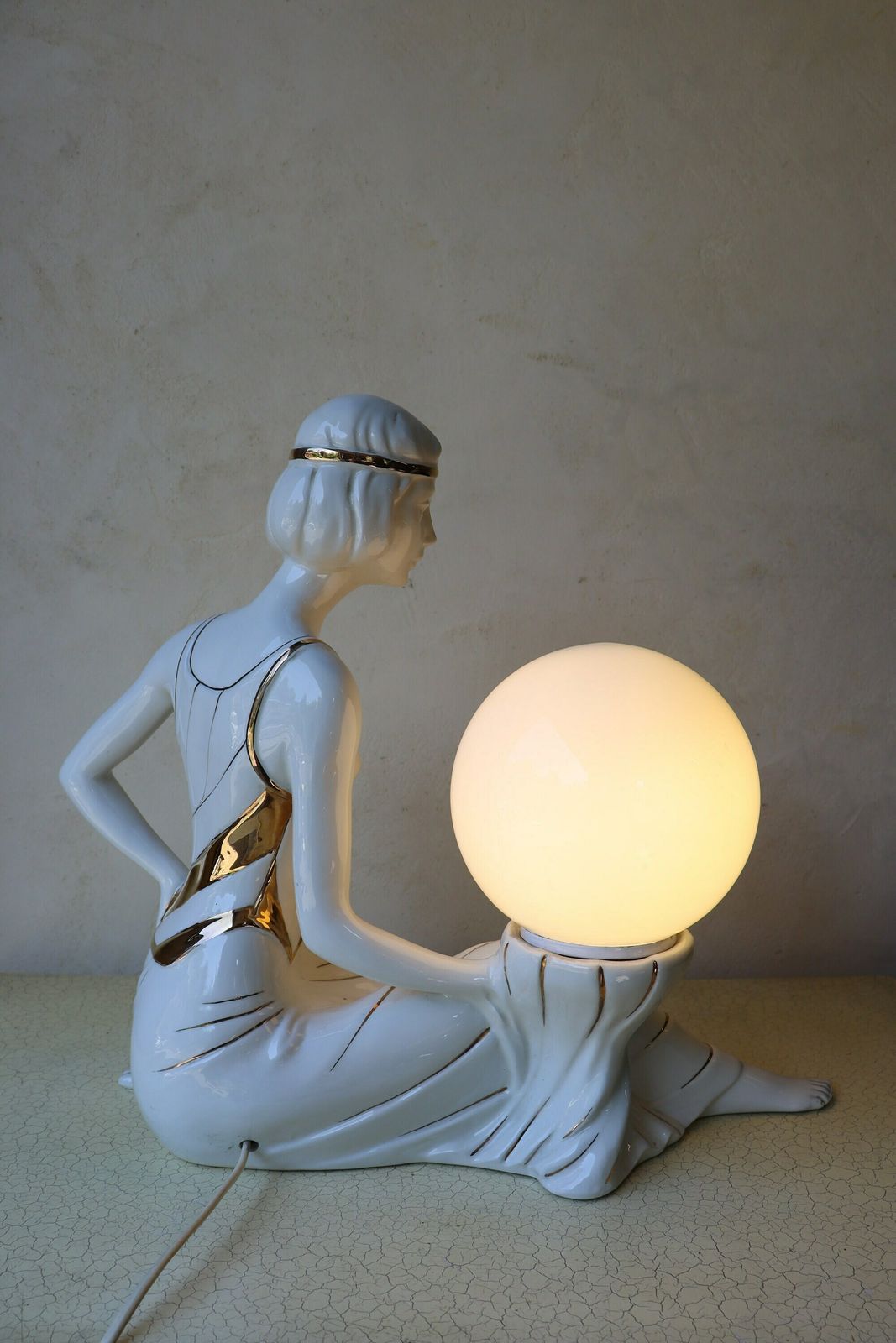 Italian Art Deco Style 1960's Porcelain Table Lamp By Bassano (St.19) photo 218.0