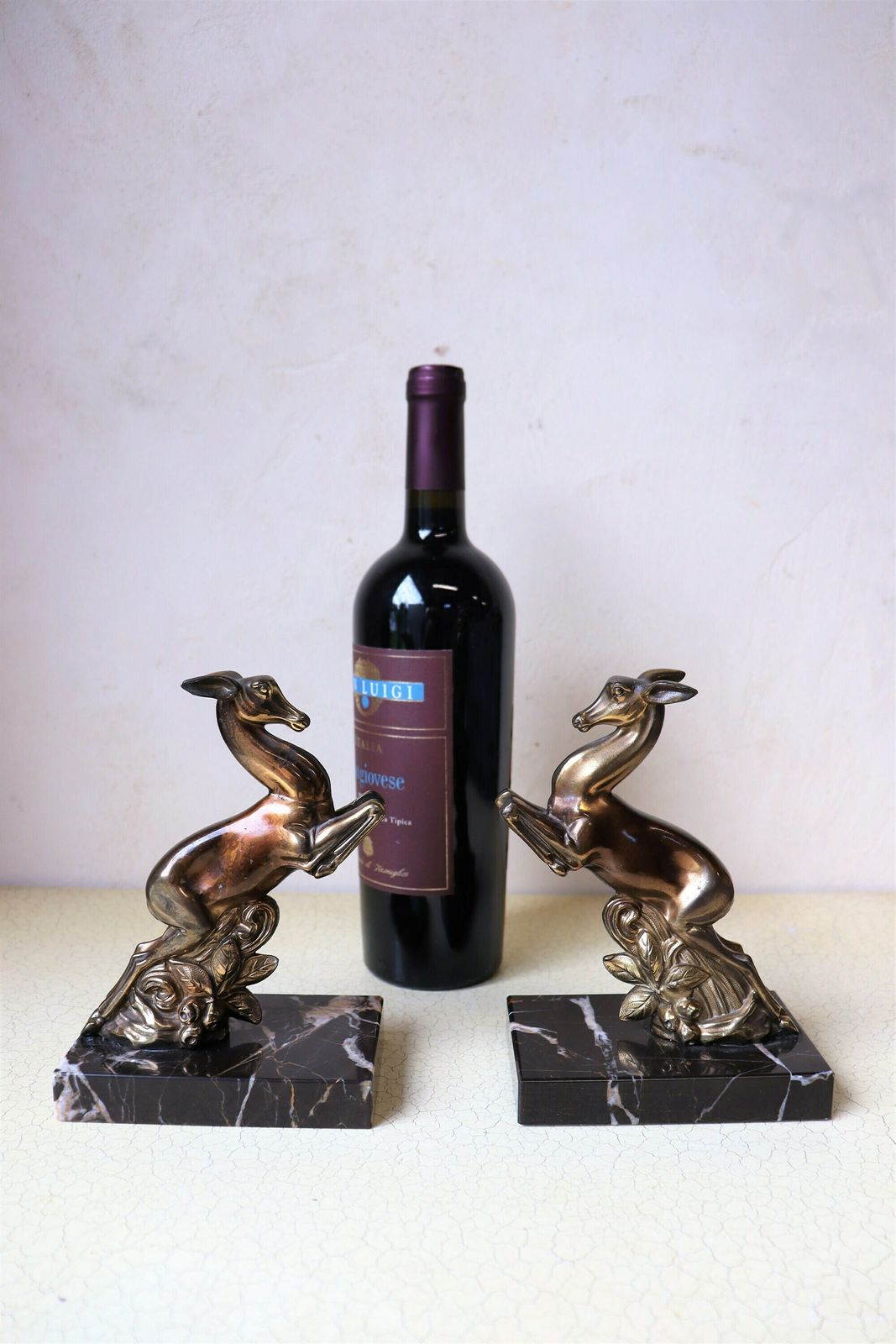 photo furniture A Set Of French Art Deco Bookends, Deers On A Marble Base (St.94)