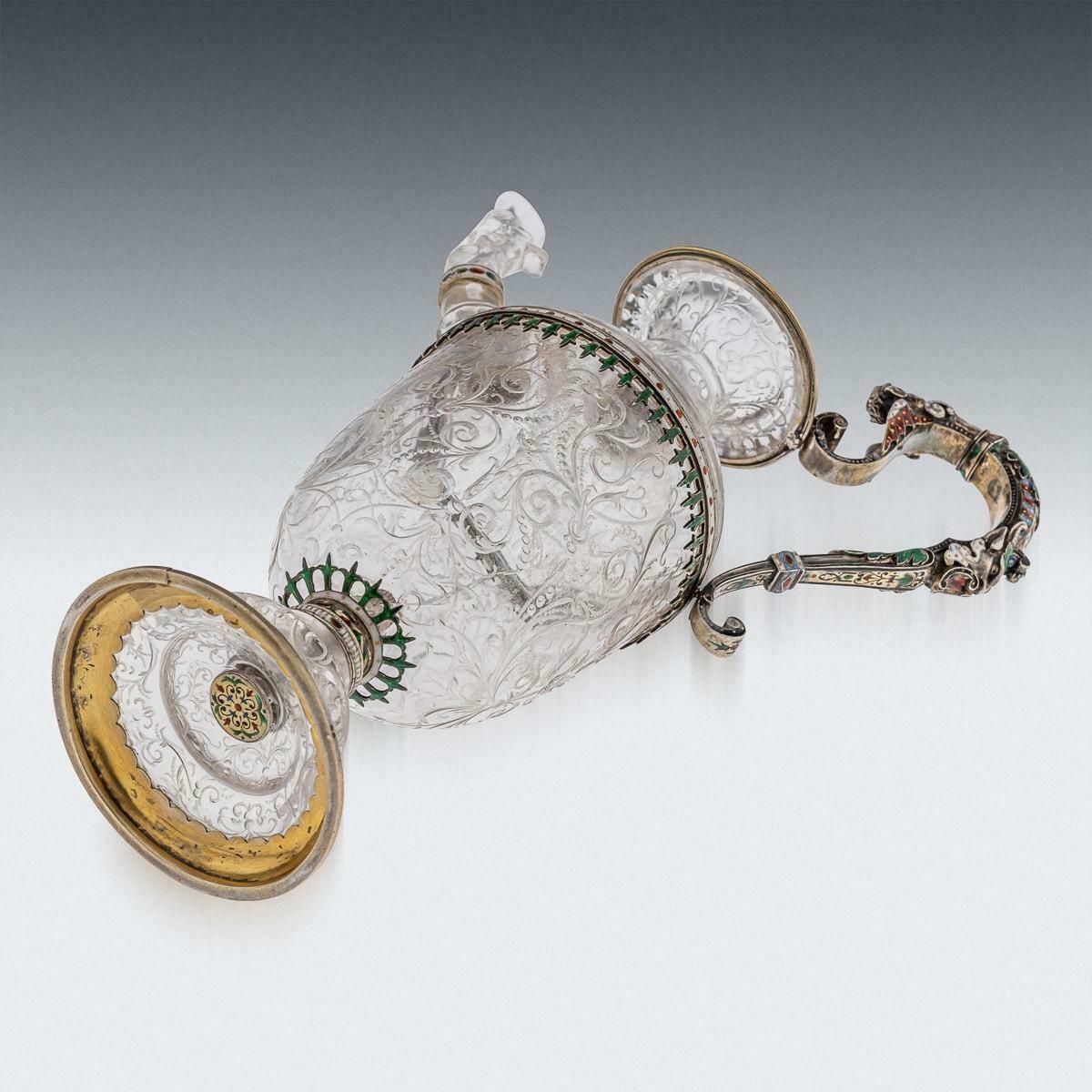 Antique 19thc Austrian Silver, Enamel & Rock Crystal Ewer, Rudolf Linke C.1890 photo vinterior