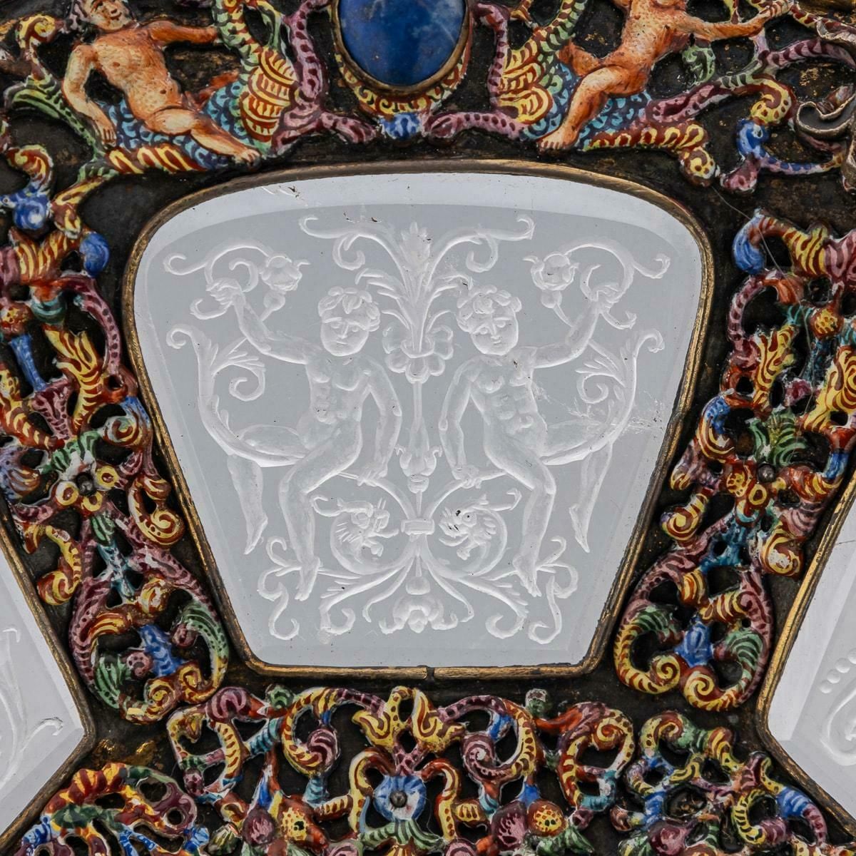 photo furniture Antique 19thc Austrian Silver, Enamel & Rock Crystal Dish By Rudolf Linke C.1890