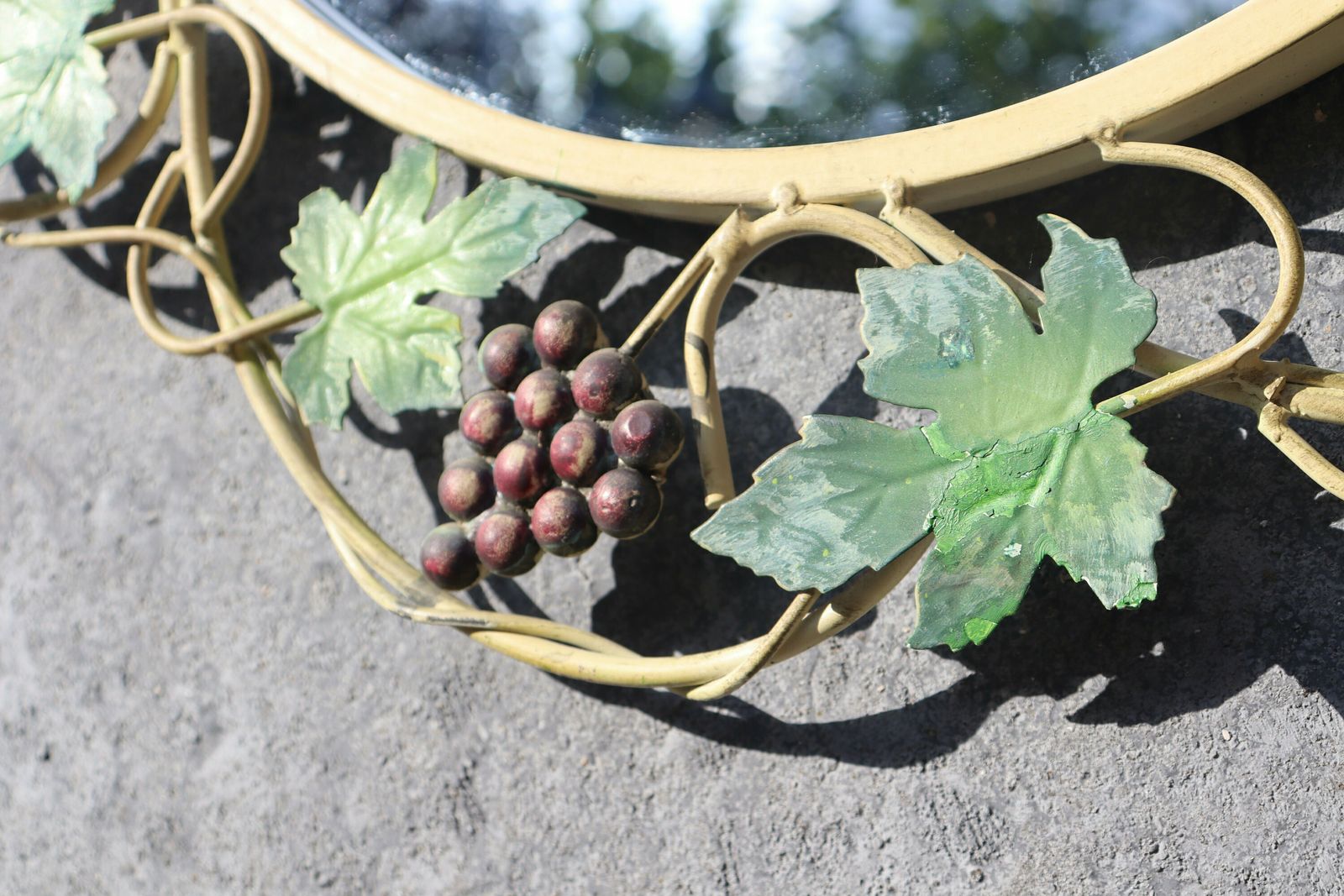 Antique Style Italian Tole Polychrome Fruit And Flower Mirror (St.115) photo vinterior