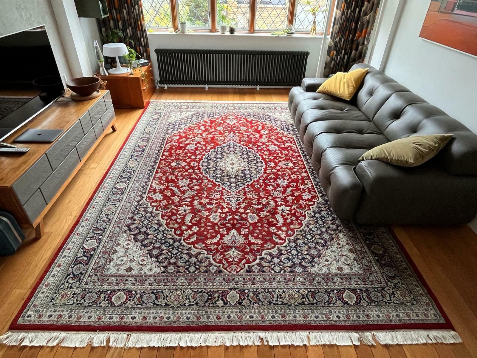 Vintage Hand Made Rug Wool Red Large Carpet From Liberty
