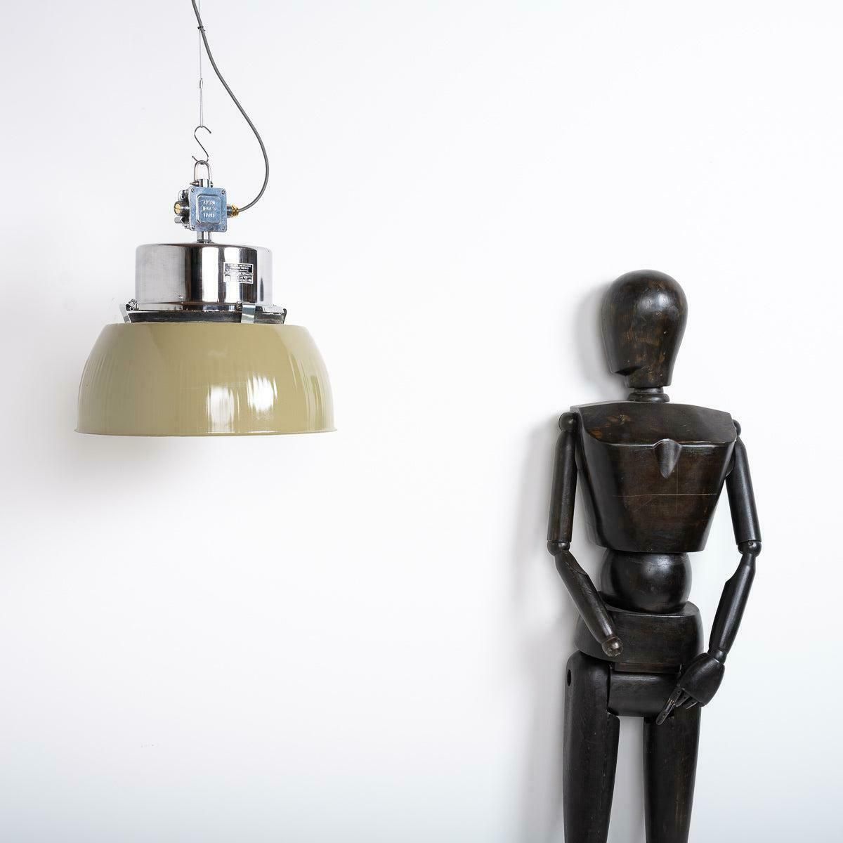 Lighting Xl Polish Factory Lights With Prismatic Glass   Olive Green / Polished Steel photo
