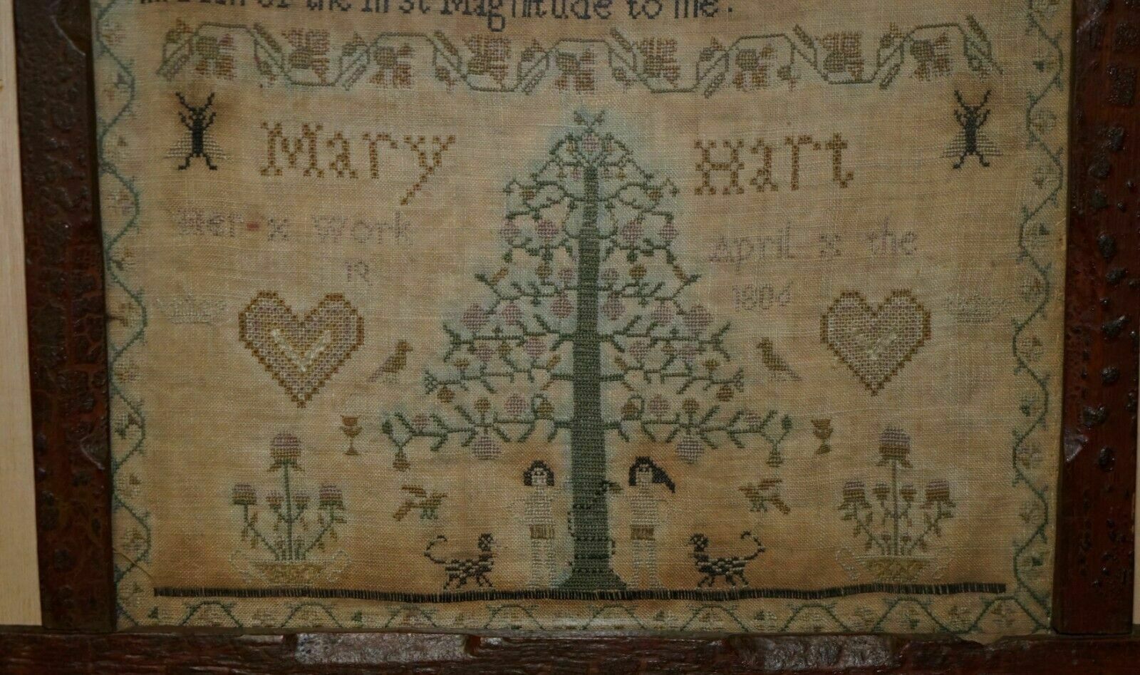 Antique Mary Hart Signed 1806 George II Needlework Sampler With Lovely Poem photo for sale