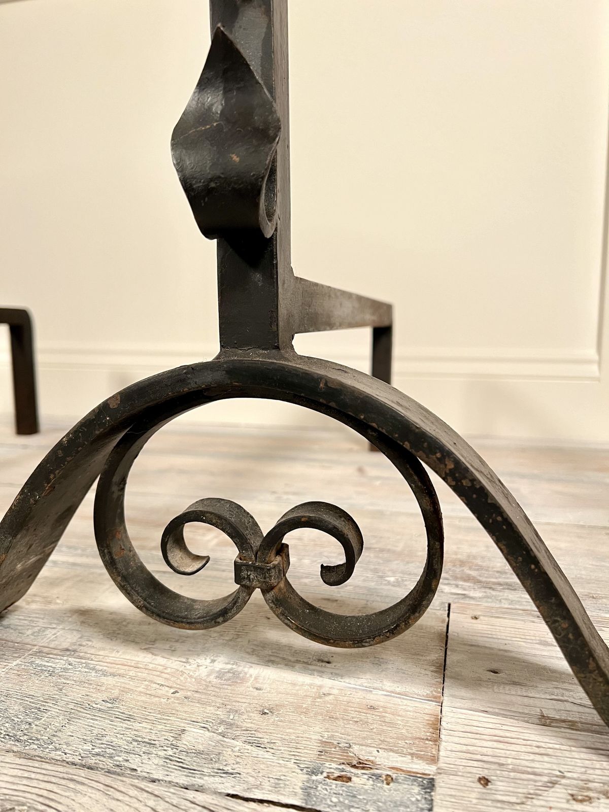 Pair Of Arts & Crafts Wrought Iron Floor Standing Low Candle Holders C.1880 photo furniture