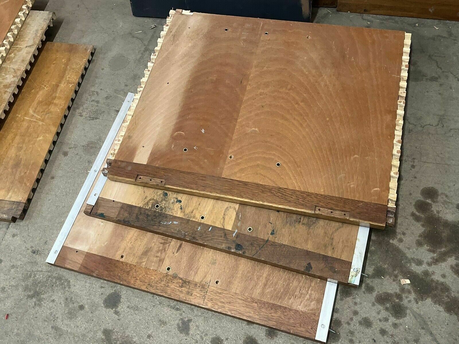 Reclaimed Iroko Wood Panels 13 Pieces School Cabinet photo 550.0