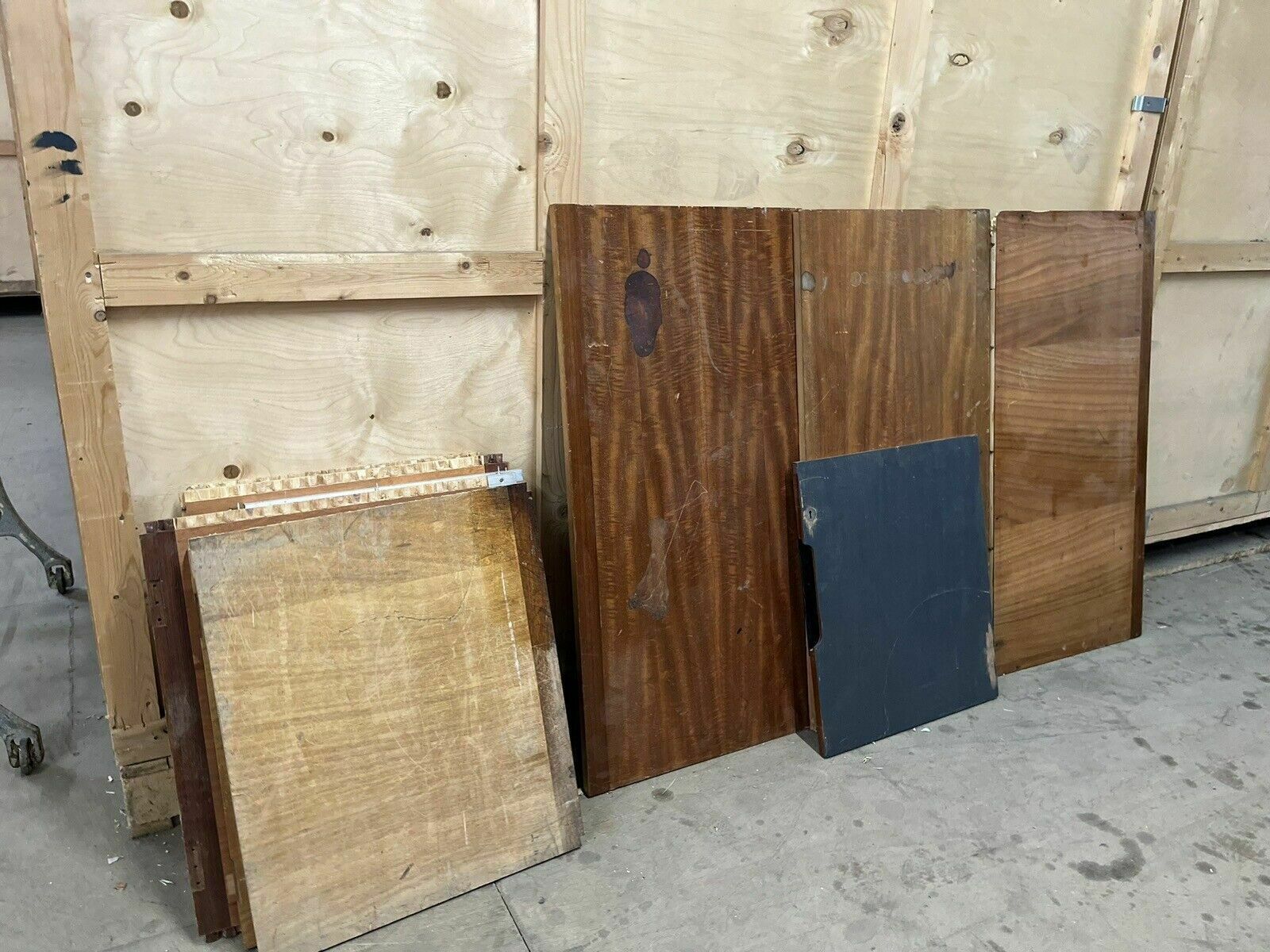 Reclaimed Iroko Wood Panels 13 Pieces School Cabinet photo vintage