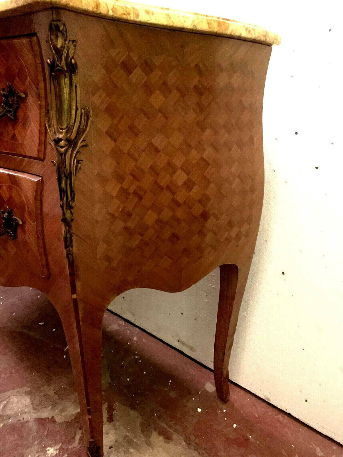 Curved Louis XV Style Chest Of Drawers 20th Century Marble Top photo for sale