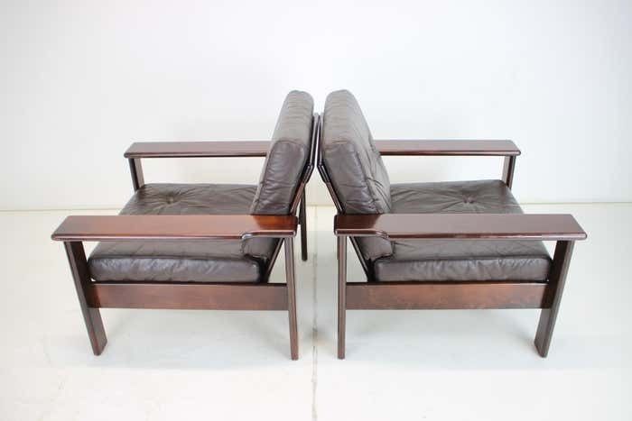 1960s Pair Of Scandinavian Leather Armchairs photo vinterior