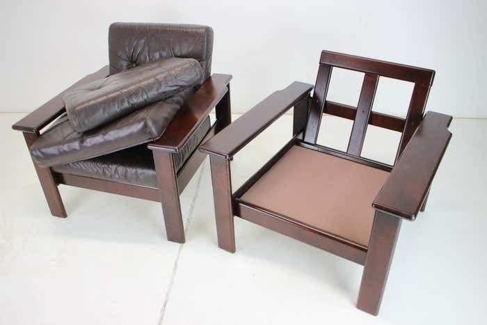 Furniture 1960s Pair Of Scandinavian Leather Armchairs photo