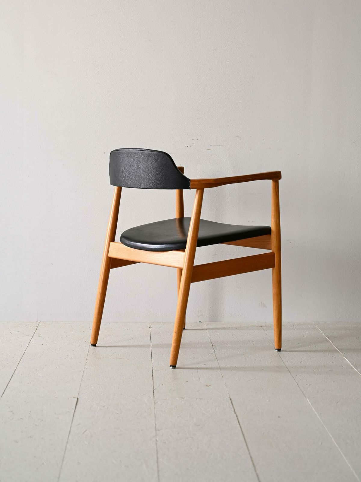 Scandinavian Armchair Covered In Imitation Leather photo for sale