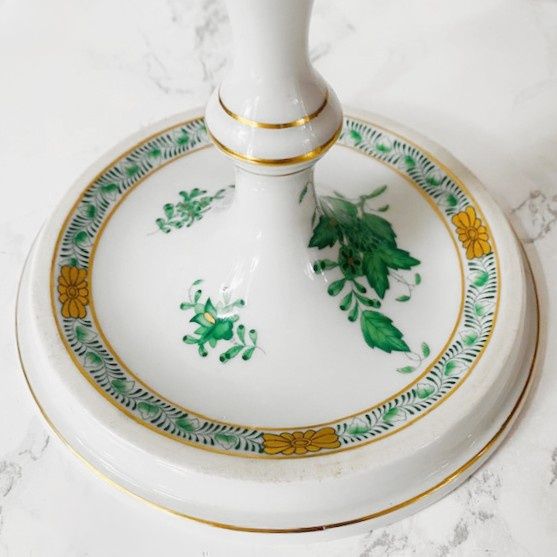 Chinese Bouquet Apponyi Green Candlestick Porcelain Herend photo vinterior