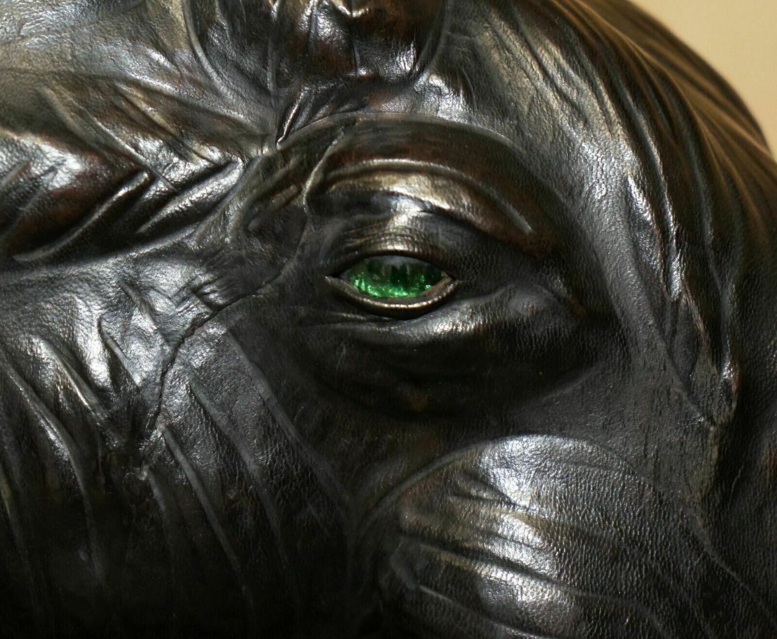 Super Rare Green Eyed Liberty's London Omersa Leather Elephant Footstool Stool photo Furniture