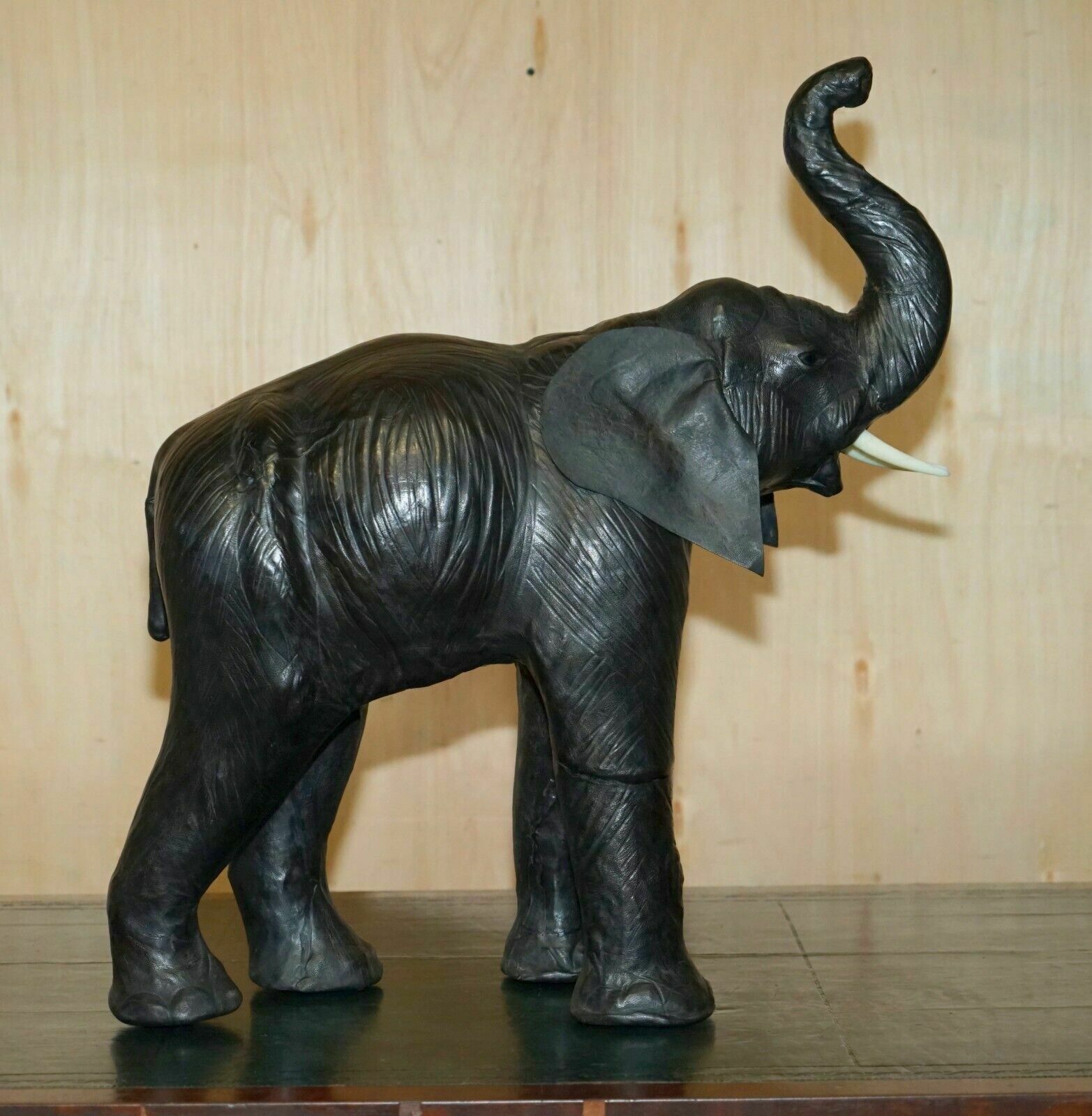 Fine Happy Glass Eyed Liberty's London Omersa Leather Elephant Footstool Stool photo furniture