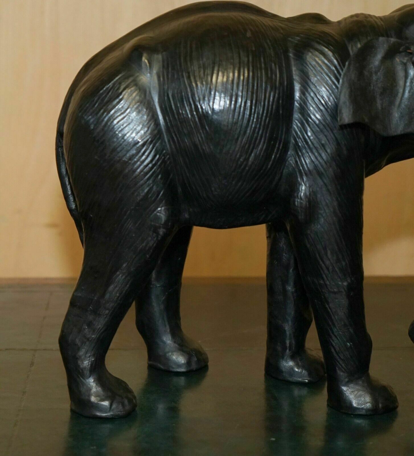Collectable Liberty's London Omersa Leather Elephant Footstool Stool Glass Eyes photo 1650.0