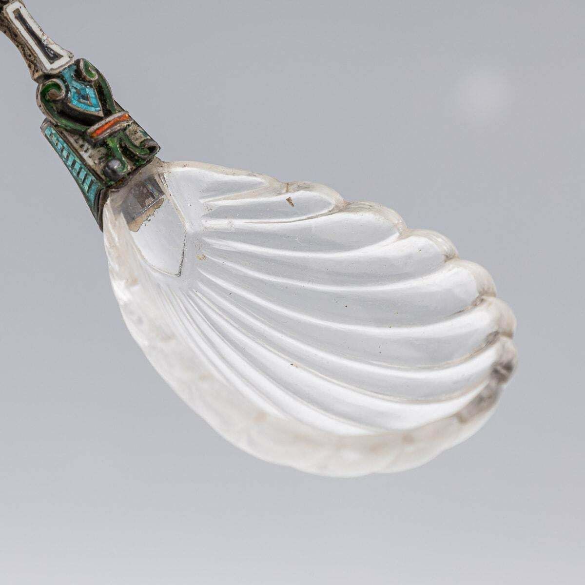 Antique 19th Century Austrian Silver, Enamel & Rock Crystal Spoons C.1880 photo Home Decor