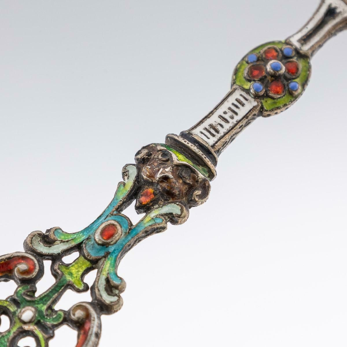 photo vinterior Antique 19th Century Austrian Silver, Enamel & Rock Crystal Spoons C.1880