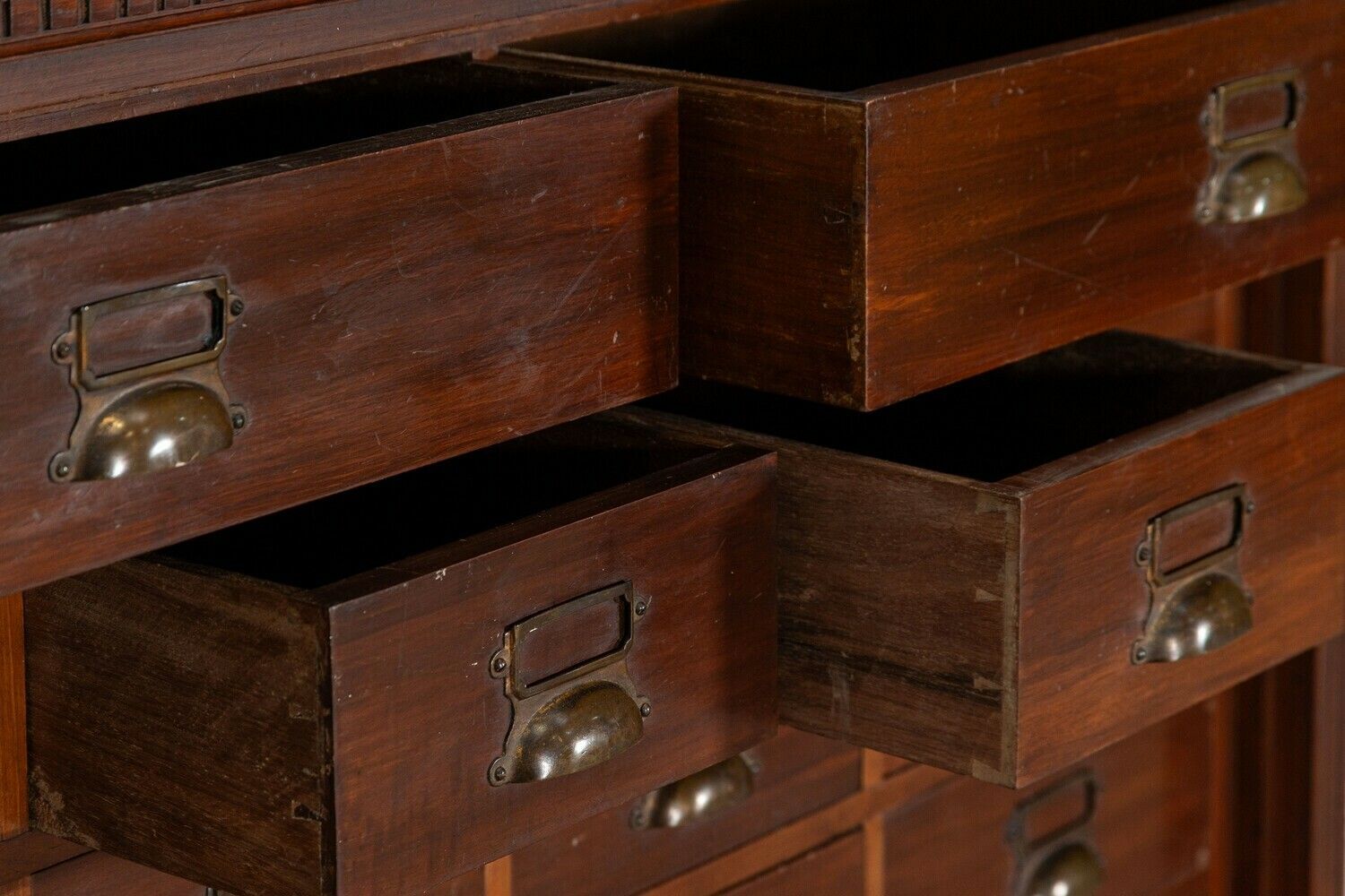 Large 19thc English Walnut Apothecary Bank Drawers photo buy