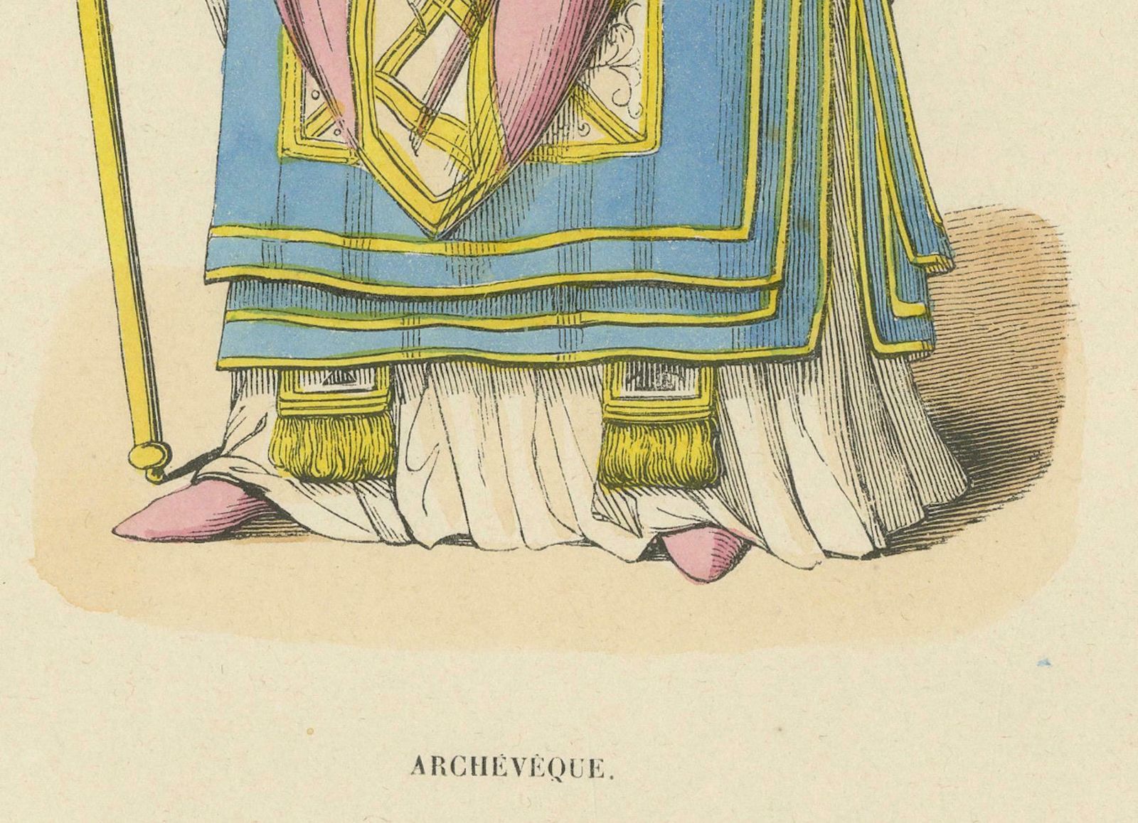 Ecclesiastical Splendor: The Archbishop's Regalia In A Lithograph Of 1847 photo furniture