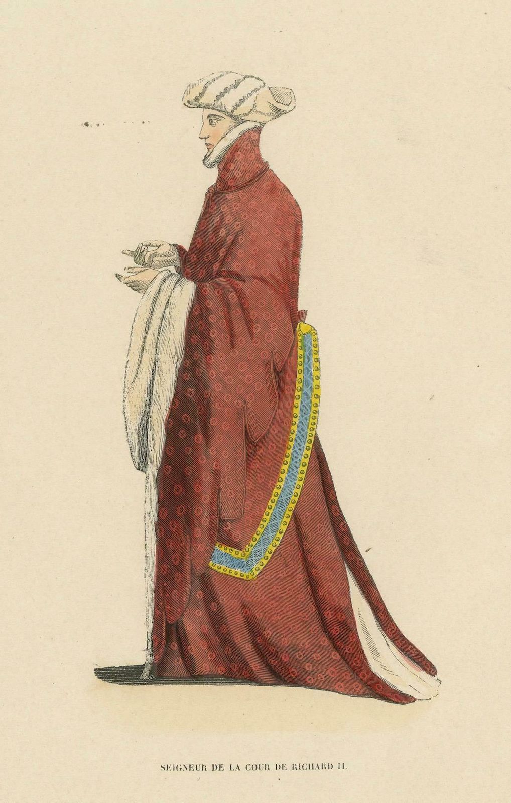 Aristocratic Elegance: A Lord Of Richard II's Court, Original Old Print Of 1847 photo Art