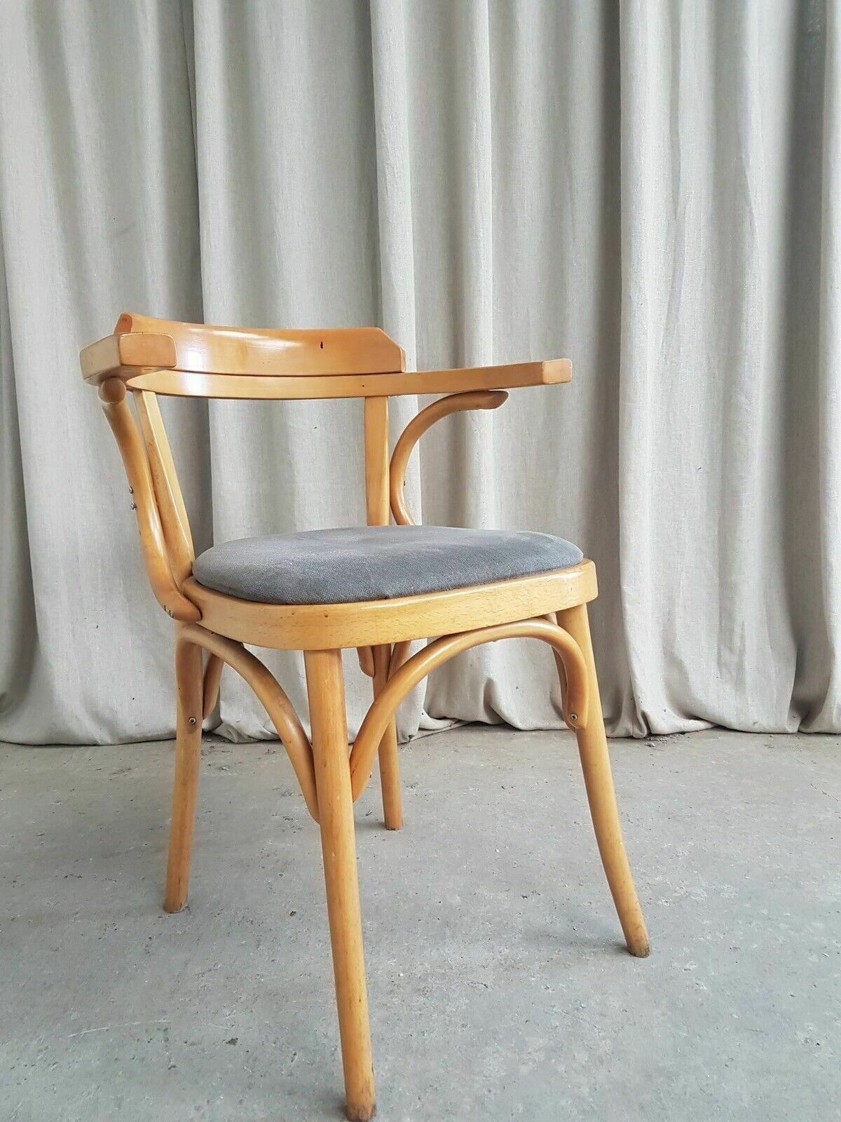 Vtg Late Mid Century Bistro Armchair Side Chair Dining Danish Scandi Retro R382 photo for sale