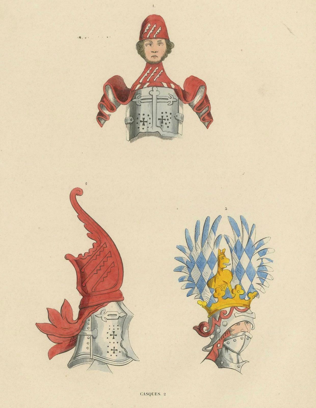 Armorial Elegance: Crests Of Chivalry, Original Lithograph Published In 1847 photo furniture