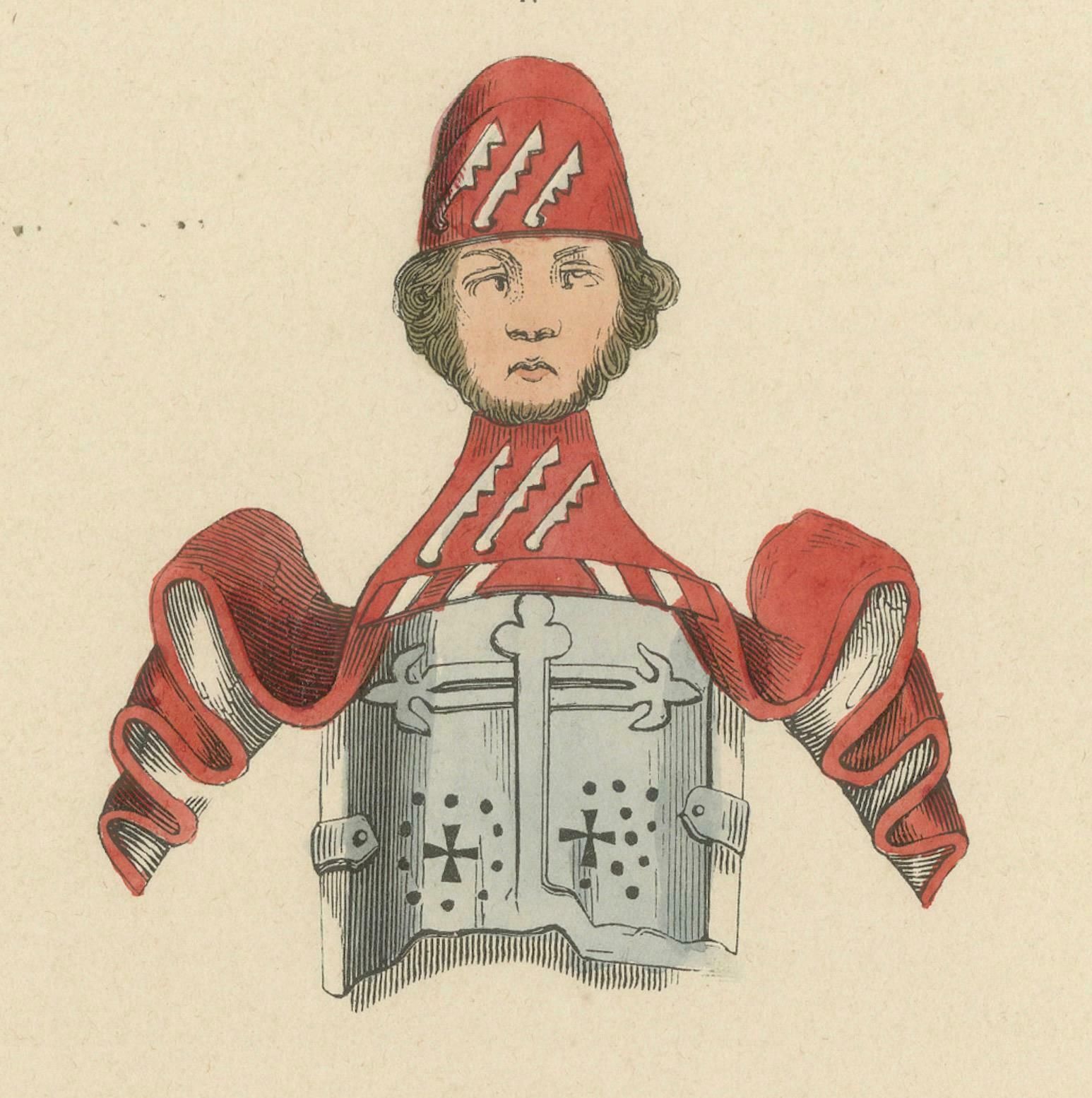 Armorial Elegance: Crests Of Chivalry, Original Lithograph Published In 1847 photo 164.0