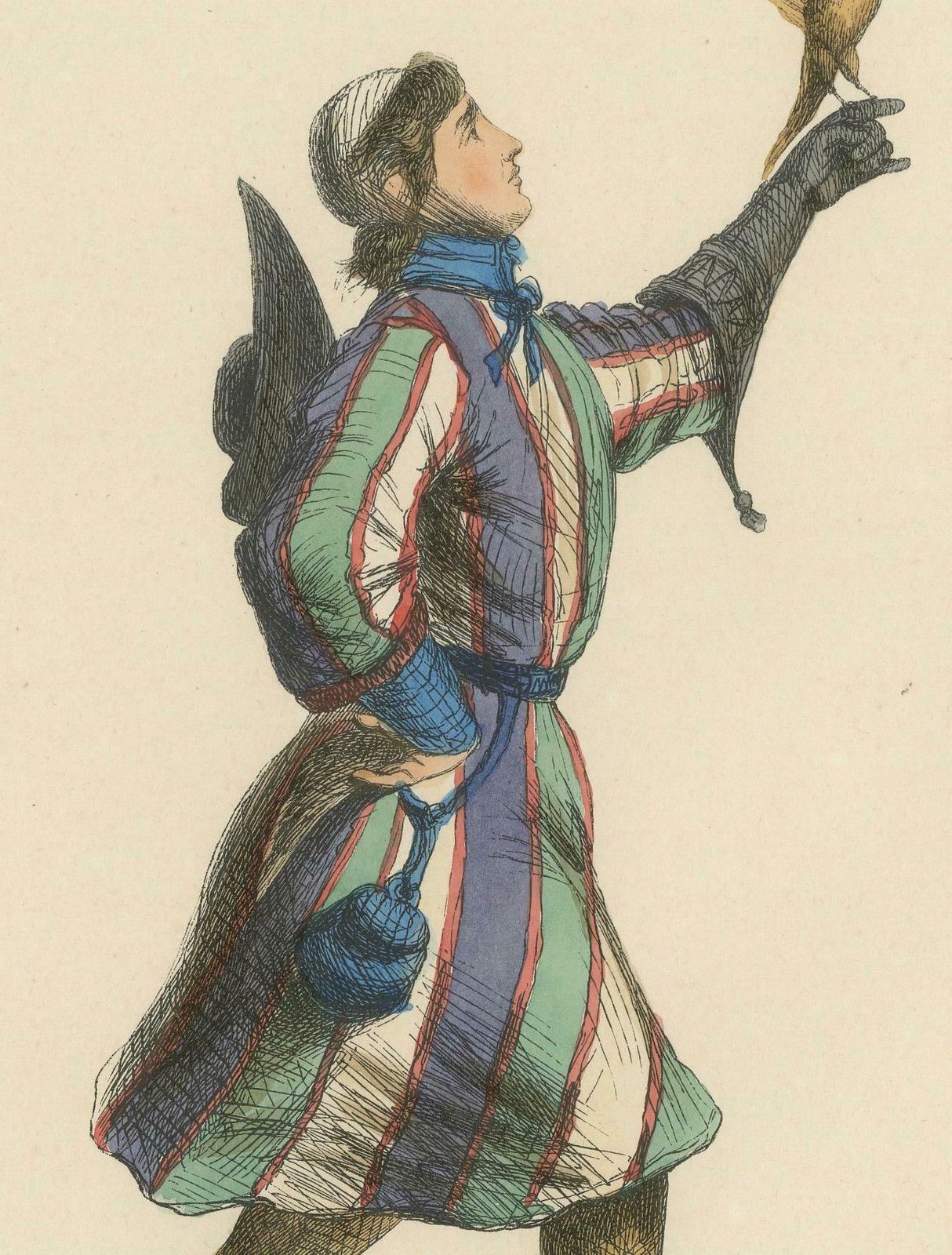 The Noble Sport: A German Falconer In 'Costume Du Moyen âge, 1847 photo for sale