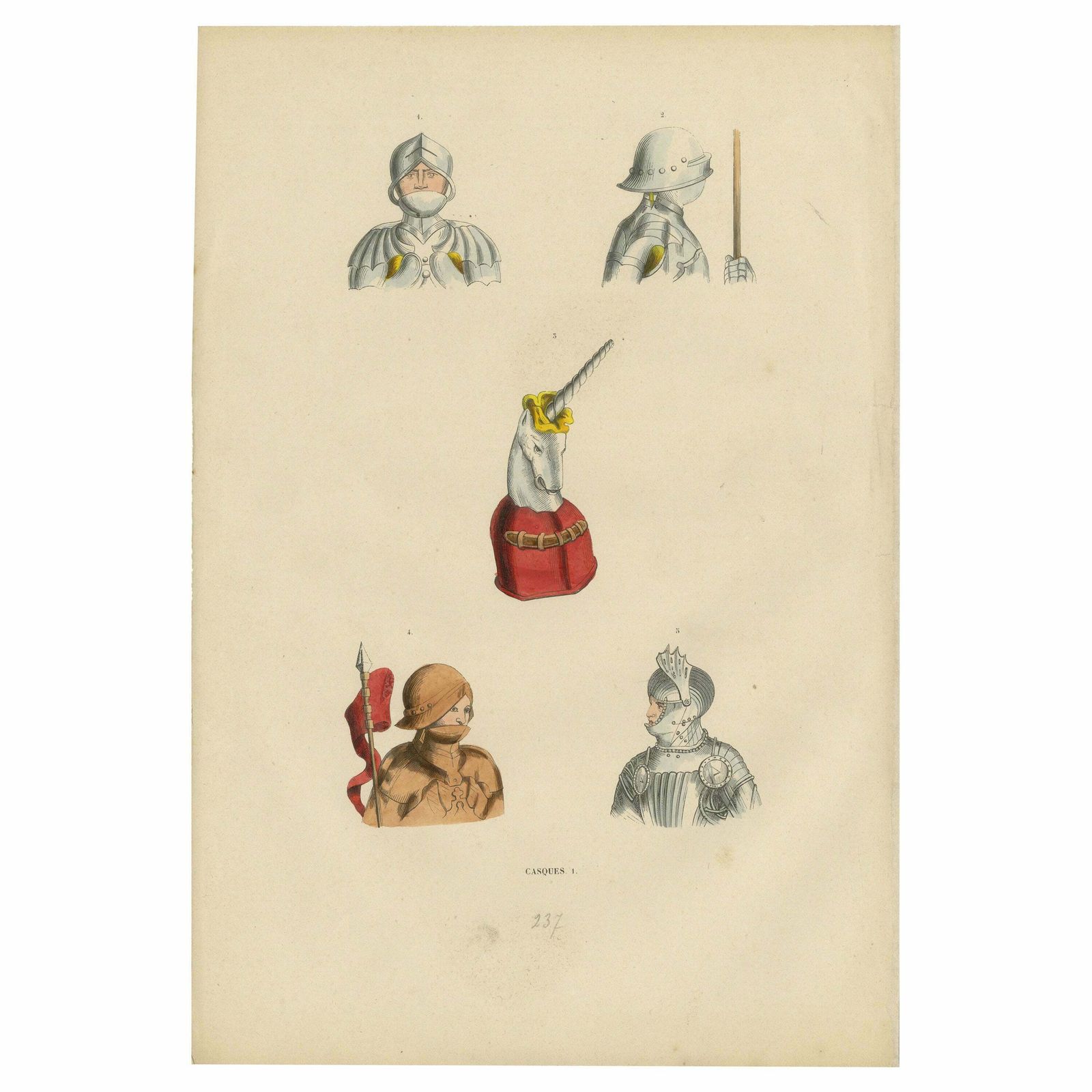 Chivalry To Fantasy: Helmets Across Ages, Lithographs Published In 1847