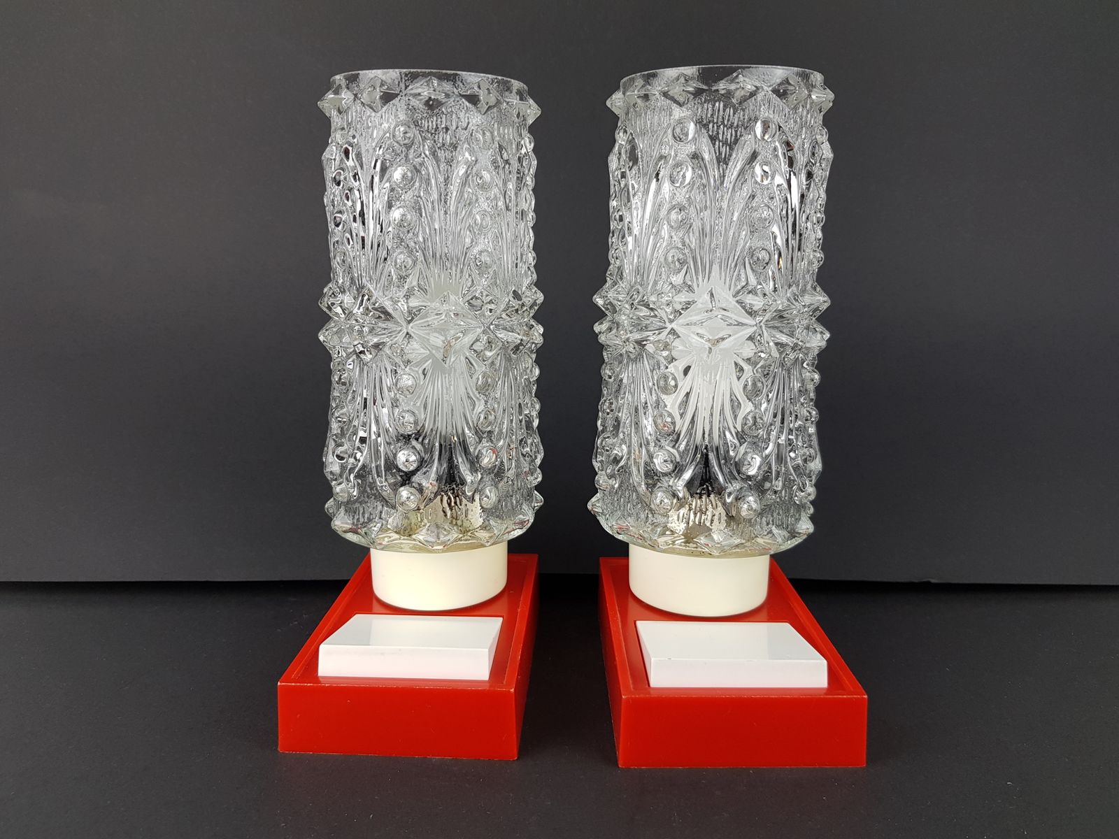 Vintage Saku Bedlamps With Glass Light Bulb And Plastic Foot 1960s 1970s