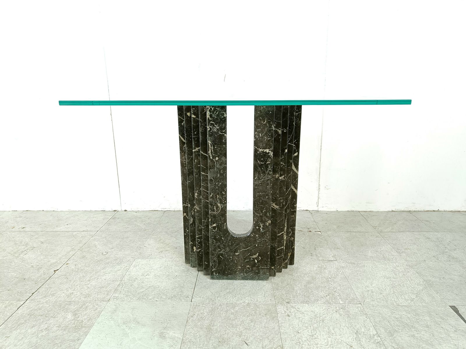 Vintage Black Marble Console By Cattelan Italy, 1980