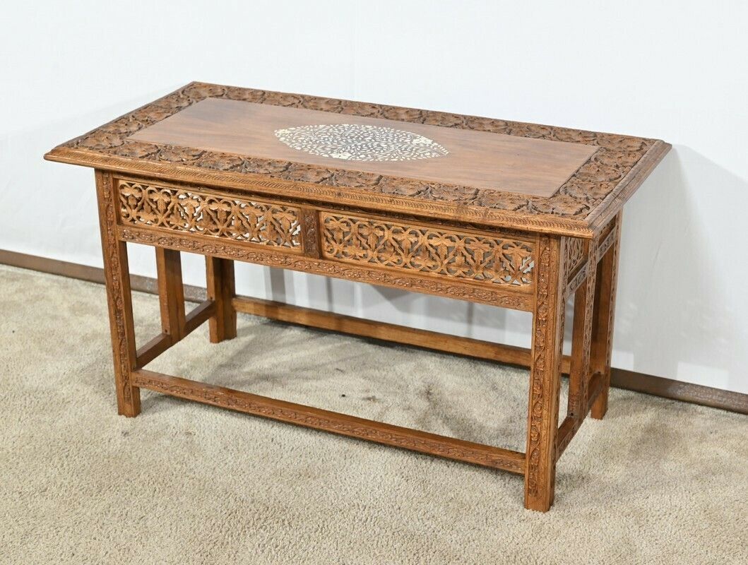 Oriental Folding Table In Exotic Wood – Early 20th Century photo for sale
