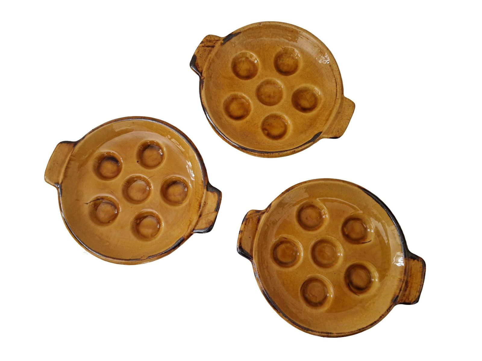 French Pottery Snail Plates Set Of 6, Vallauris Mid Century Ceramic Escargot Dishes photo buy