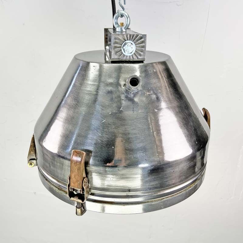 Industrial Aluminium Ceiling Pendant Light By Veb Of Germany With Cage photo 384.0