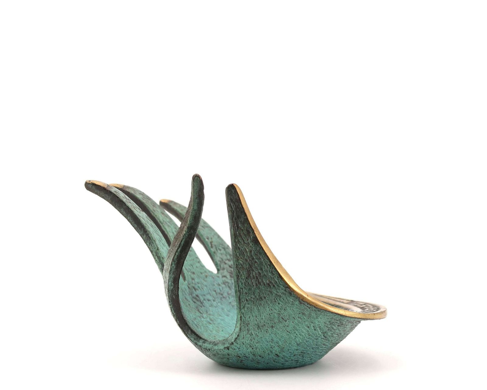 Bronze Hand Ring Dish, Israel, Années 60 / Ashtray, Walter Bosse Style, Israeli photo for sale