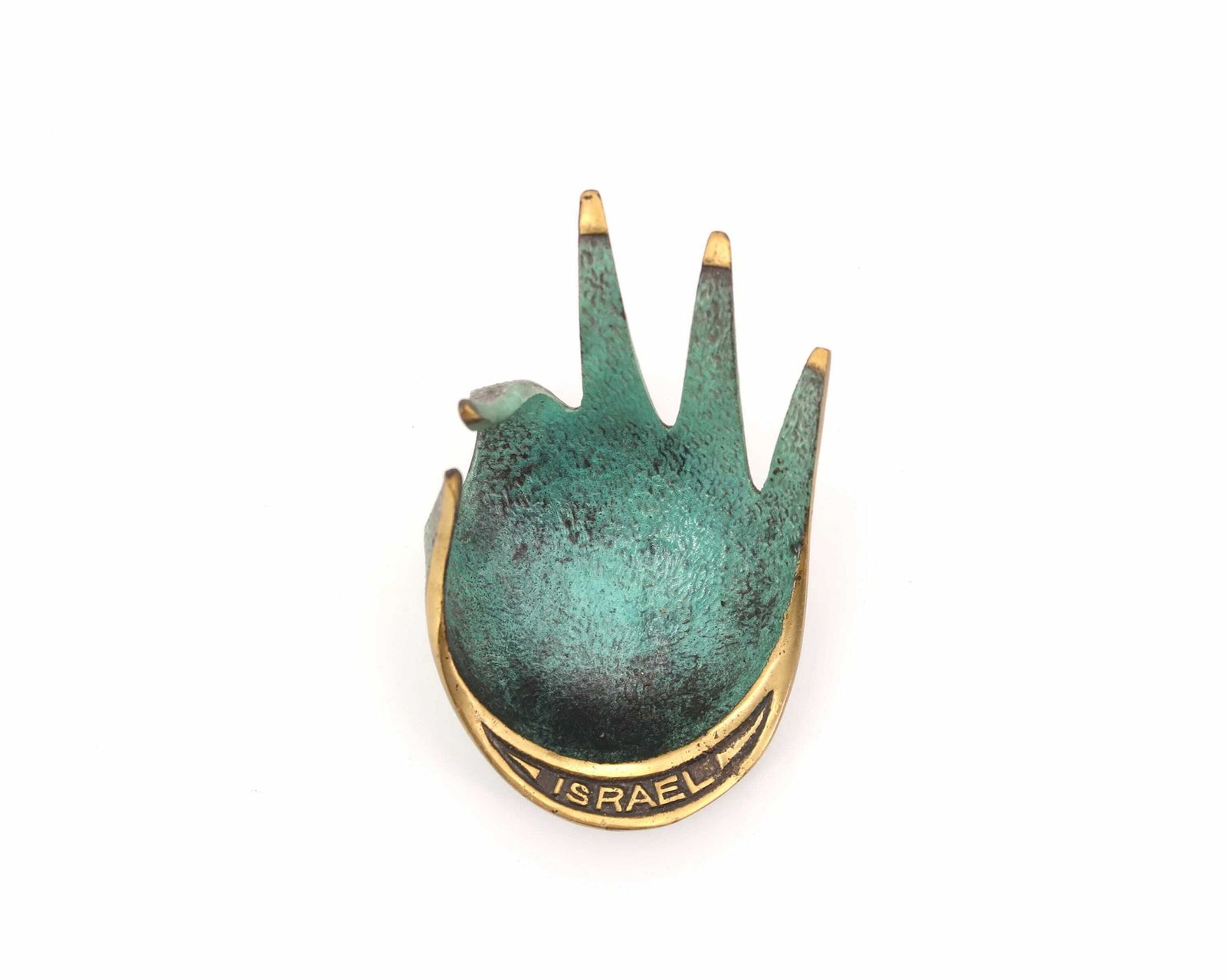 Bronze Hand Ring Dish, Israel, Années 60 / Ashtray, Walter Bosse Style, Israeli photo Home Decor