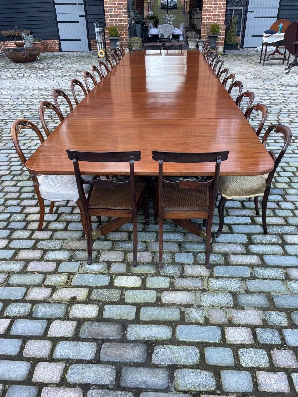 photo for sale Rare 28 Seater 6 Pilar Antique Quality Mahogany Dining Table 72 X 161 X 609 Cm