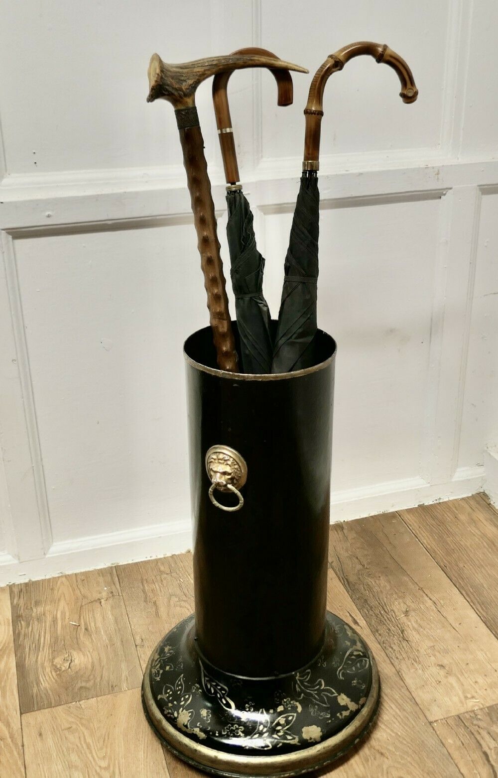 Large Lacquered Metal Stick Stand, Umbrella Stand photo 654.0
