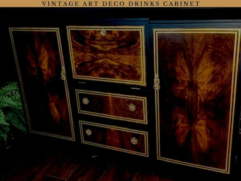 Upcycled Vintage Art Deco Drinks Cabinet, Cocktail Cabinet, Living Room, Dining Room. photo furniture