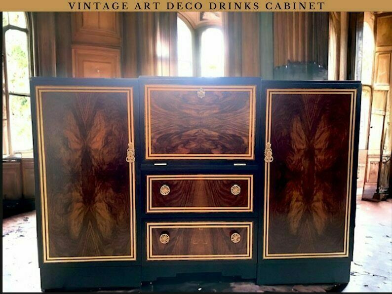 Upcycled Vintage Art Deco Drinks Cabinet, Cocktail Cabinet, Living Room, Dining Room. photo buy