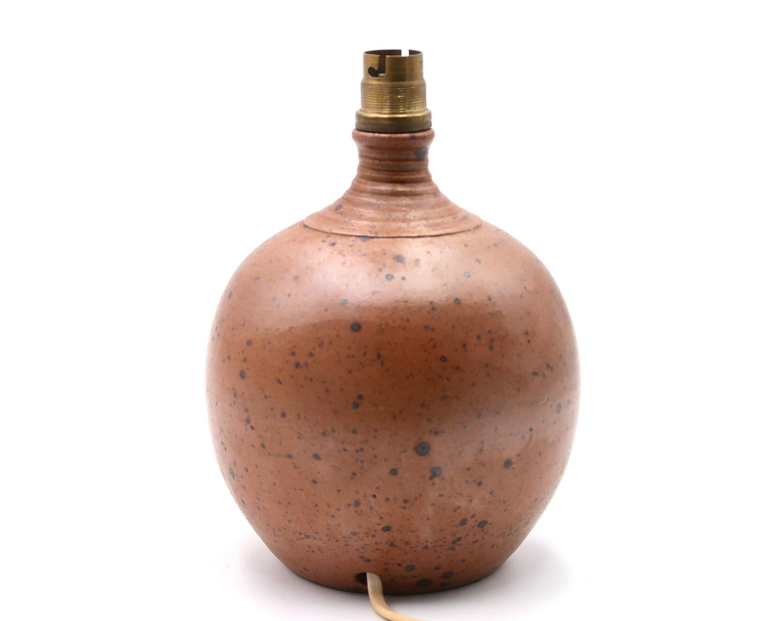 French Handmade Stoneware Ceramic Potter Table Lamp By Jacques Vilain, Raffia Shade, 1970s / Brown Beige, Boho Chic, Folk, Country photo 629.0
