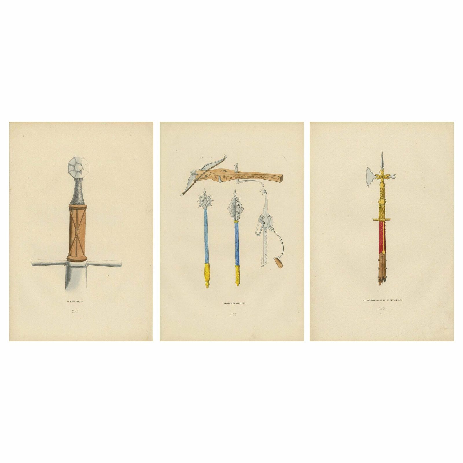 Evolution Of Medieval Helmets: Armet, Sallet, And Burgonet, Lithograph Of 1847